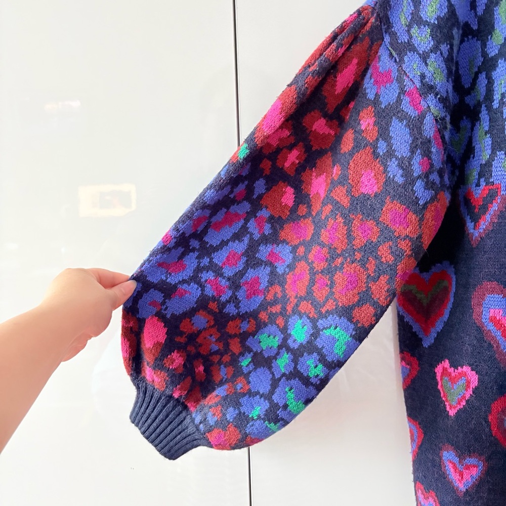 Farm Rio Ikat Dyed Hearts Open Front Cardigan - Picture 7 of 13